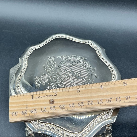 Vintage Lion Crest Jewelry Box w/Lion Claw Feet international Silver Co. Stamped - Picture 14 of 14